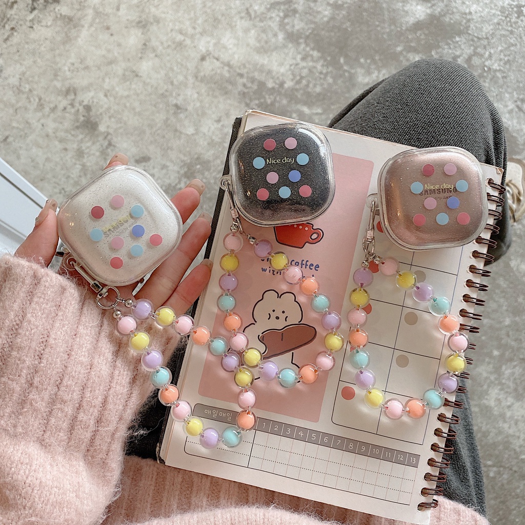 Vỏ Bảo Vệ Hộp Sạc Tai Nghe Bluetooth Không Dây Galaxy Buds Live / Buds 2 / Buds Pro / Buds 2 Pro Bằng Silicon Tpu Mềm Trong Suốt Họa Tiết Chấm Bi Nhiều Màu