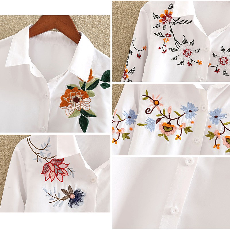 Áo blouse Nữ Tay Dài Thêu Hoa
