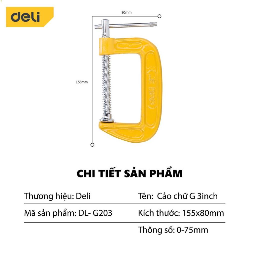 [LIFEDL157] Cảo Chữ C Deli Cao Cấp - Kích Thước 3inch-75mm - Vam Chữ G Tiện Dụng - DL-G203 .