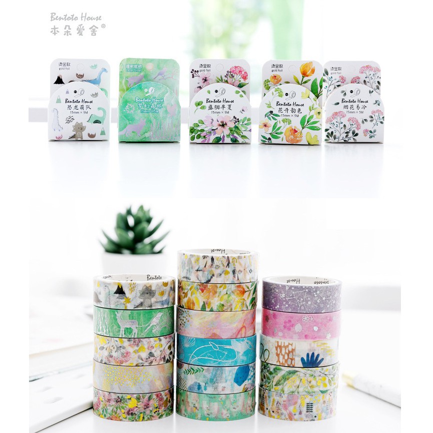 Băng dính washi tape ánh nhũ trang trí planner, bujo WST112