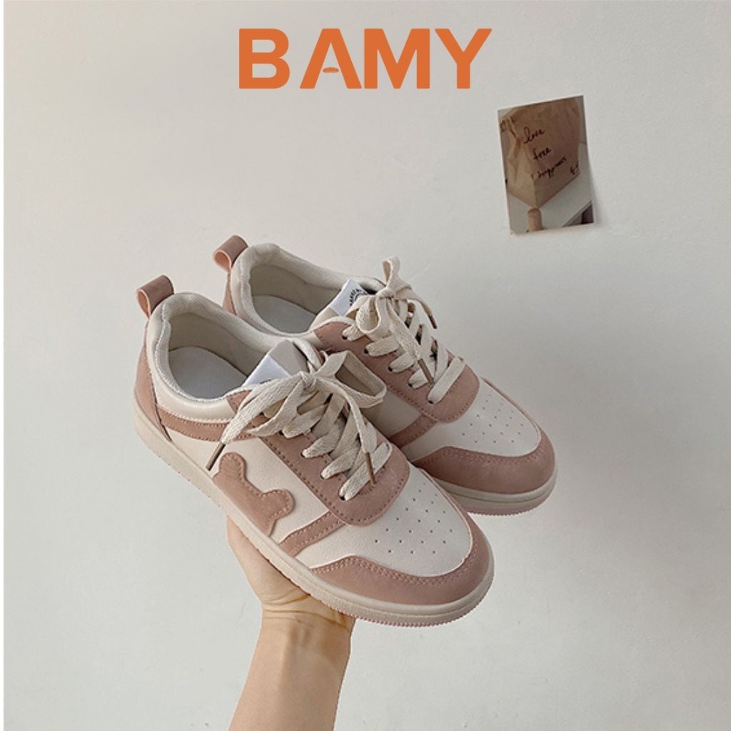 Giày thể thao nữ hình mặt gấu, Giày Sneaker nữ BAMY đế bánh mì dáng basic cao 3 phân