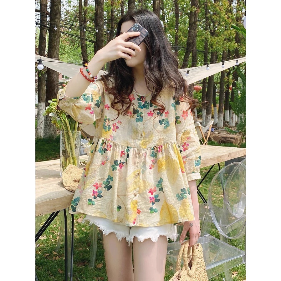 ÁO BABYDOLL NỮ HOA TAY LỠ SIÊU XINH CÓ ẢNH THẬT FREESHIP A220