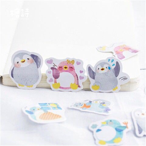 45pcs/bag Cartoon Penguin Stickers Cute Diary Journal Stationery Flakes Scrapbooking DIY Decorative Sticker