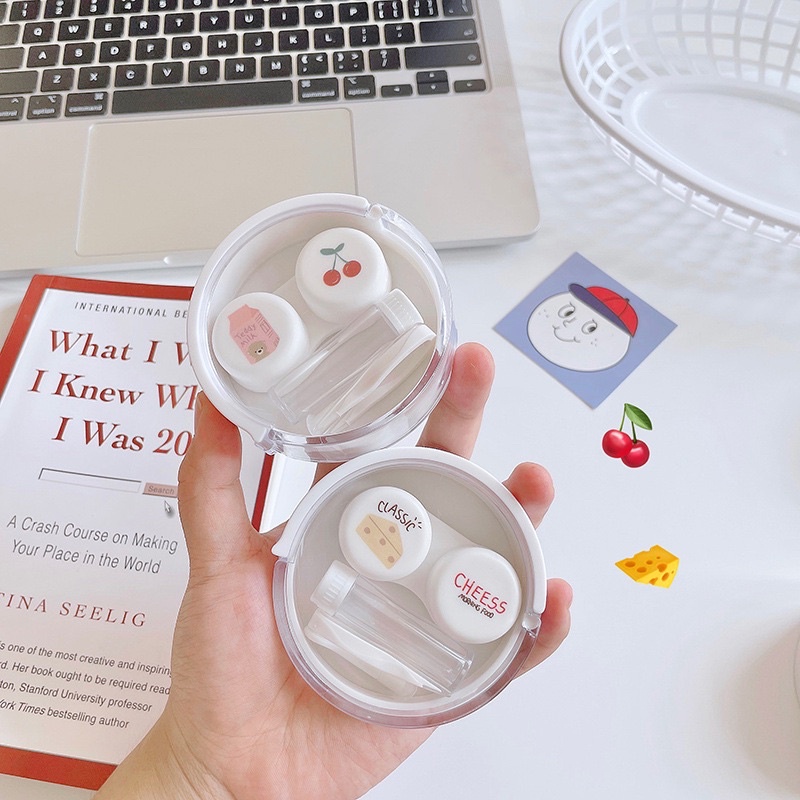 Khay Gương Tròn Trắng Mẫu Mới - Case Đựng Lens