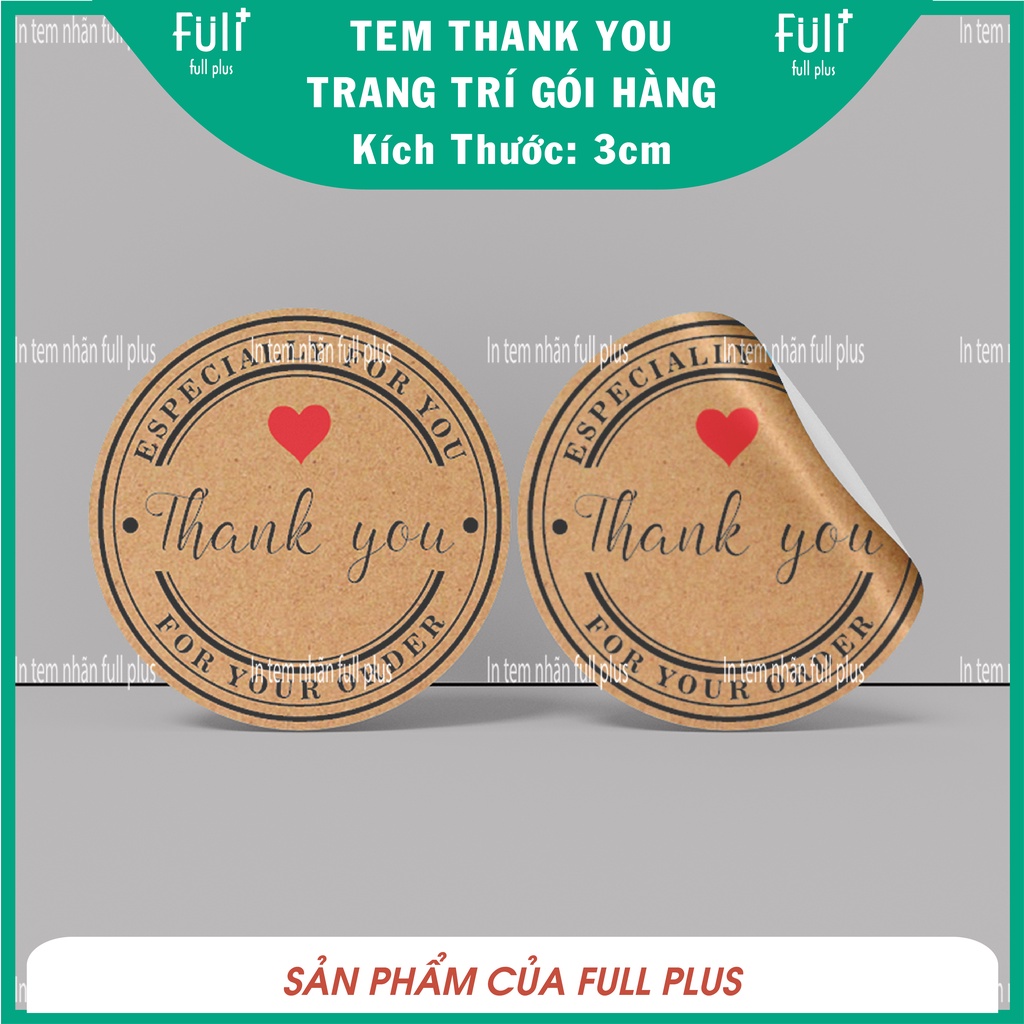 [HOT] Nhãn dán cám ơn, Sticker Thank You, Tem dán màu Kraft
