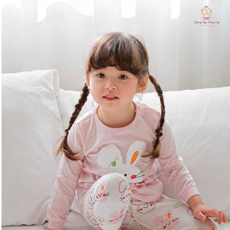 Bộ Tay Dài Cao Cấp Bé Gái Nội Địa Hàn Quốc Của Hãng Cordii Chất Cotton giấy Organic, Mẫu Tai Thỏ