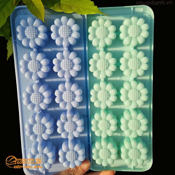 Khay làm thạch rau câu, vỉ làm nước đá hình 10 hoa cúc vt