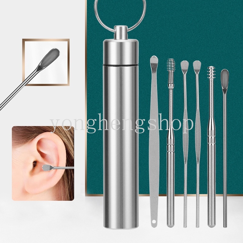 Set 6 thanh lấy ráy tai bằng thép không gỉ chất lượng cao