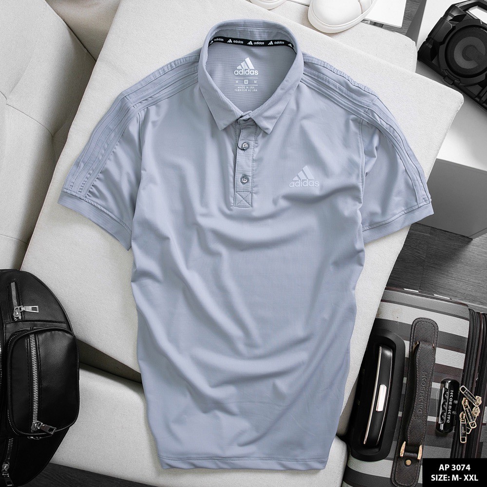 Bộ quần short và áo thun có cổ Adidas thể thao tenis, chất liệu cao cấp 80%cotton 20%polyester siêu thấm hút mồ hôi