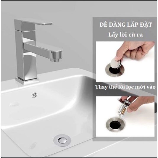 Nắp đậy bồn rửa chén chậu rửa mặt lavabo SENTO chất liệu inox 304 ngăn mùi lọc rác hiệu quả ST34