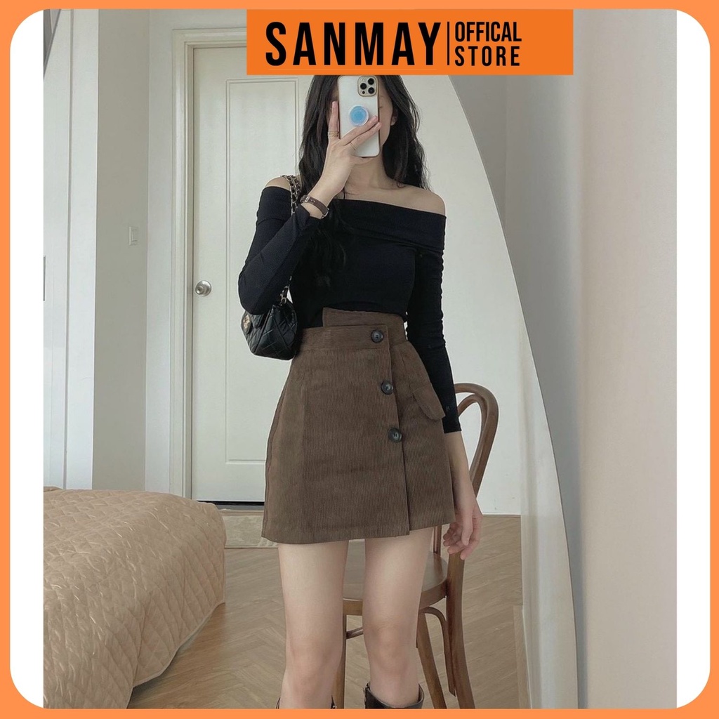 Chân Váy Công Sở SANMAY Chân Váy Nhung Chữ A Ngắn Dáng Xòe Lưng Cạp Cao Vintage Cá Tính Kiểu Hàn Quốc CV008 | BigBuy360 - bigbuy360.vn