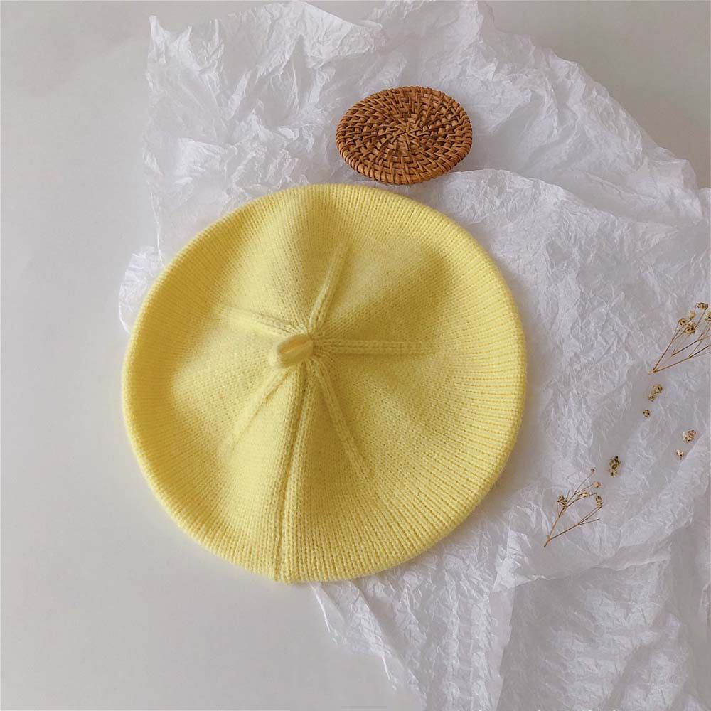 Mũ nồi dệt kim màu trơn giữ ấm phong cách thu đông đáng yêu cho bé gái