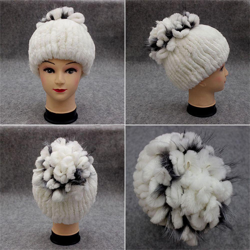 Mũ Beanie Lông Thỏ Thật Thời Trang Mùa Đông Ấm Áp