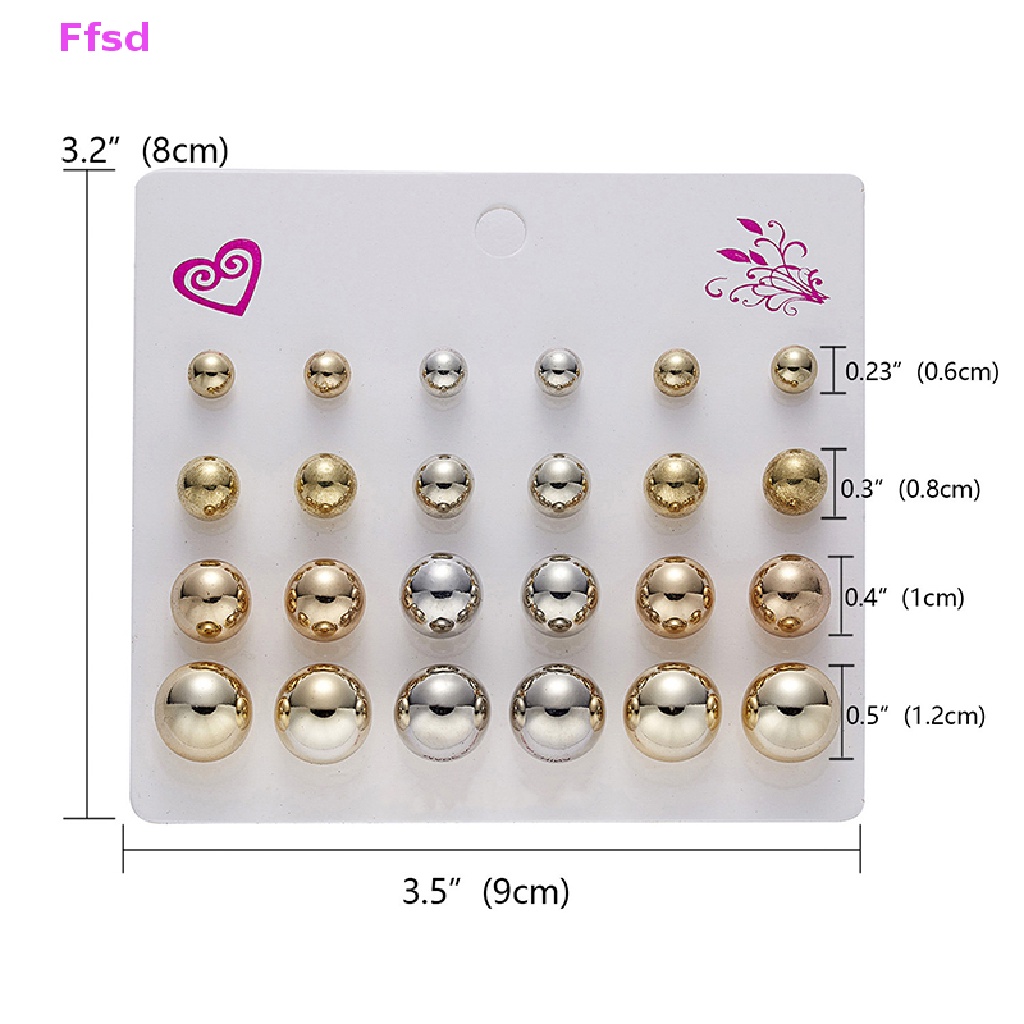 {Ffsd} Set 12 Đôi Bông Tai Tròn Pha Lê Zircon Pha Lê Cho Nữ * Hàng Bán Chạy