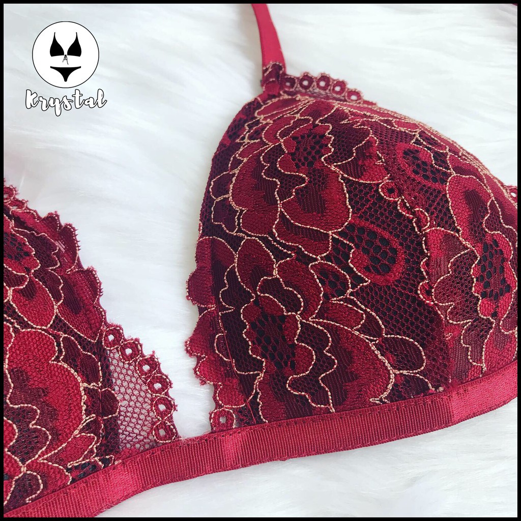 [Video] Bộ đồ lót ren không gọng mút mỏng màu đỏ | BigBuy360 - bigbuy360.vn