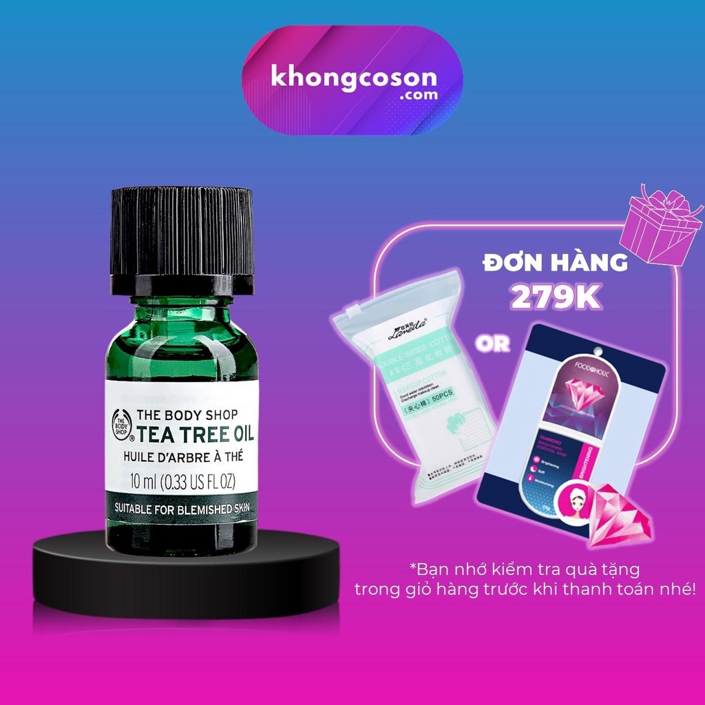 Gel Chấm Mụn Tràm Trà The Body Shop Cho Da Mụn Đỏ Mờ Thâm Tinh Dầu Tea Tree Oil 10ml - Khongcoson