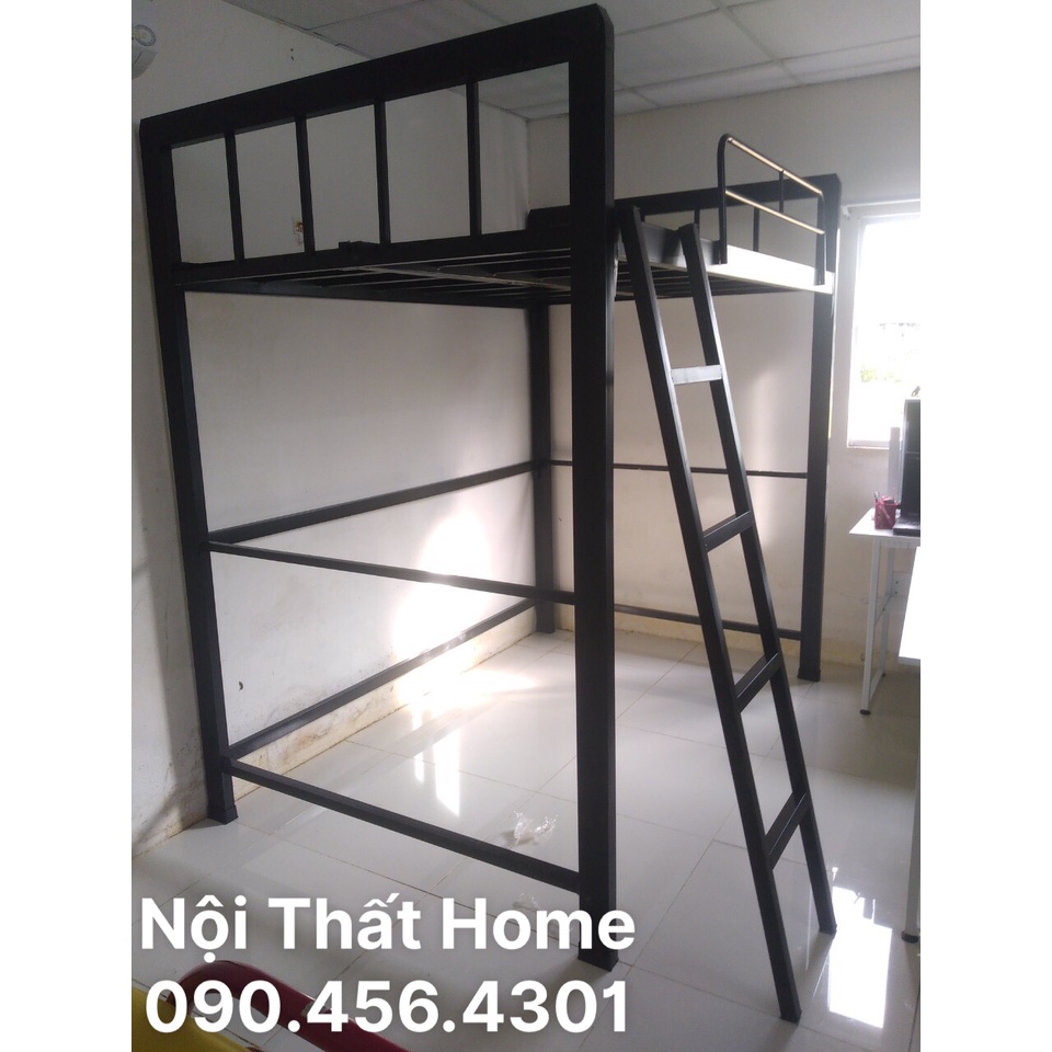 GIƯỜNG SẮT 1 TẦNG TRÊN CAO CỨNG CÁP 1M2, 1M4, 1M6, 1M8 x 2M MÀU ĐEN GIÁ TỐT