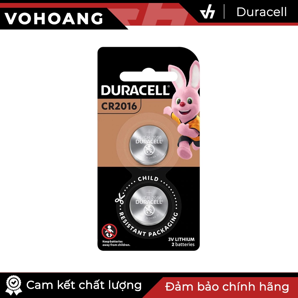 Vỉ 2 viên pin CR2016 Duracell chính hãng