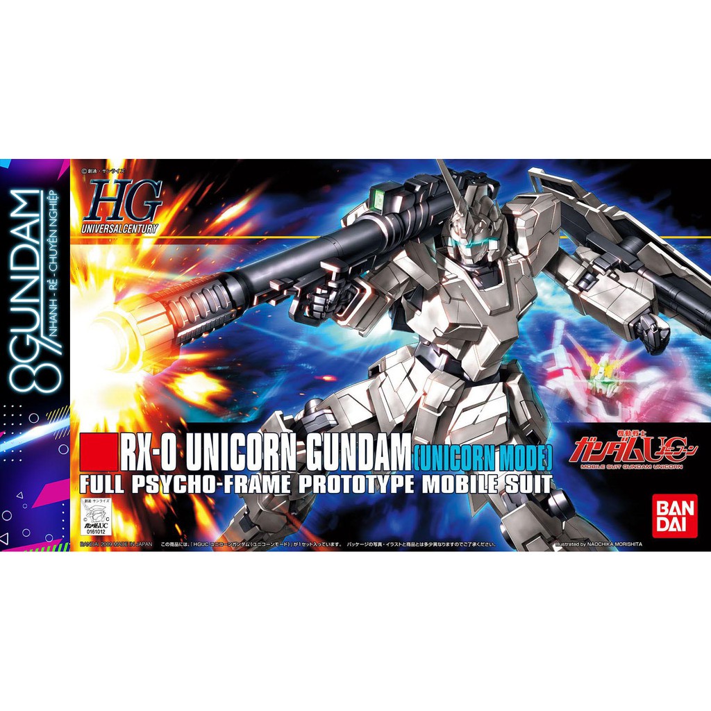 Mô Hình Lắp Ráp HG RX-0 Unicorn Gundam (Unicorn mode)