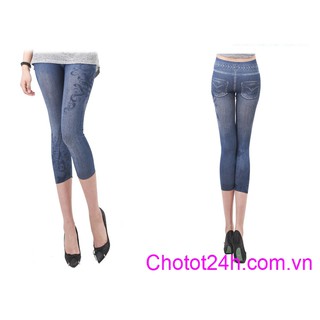 Combo 2 quần legging lửng giả jean thời trang