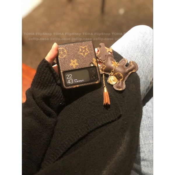 [HÀNGSẴN] Ốp da Samsung Z Flip 3 / Z Flip 4 hoạ tiết dây gấu (Ảnh shop chụp) / Z Flip3 / ZFlip3 / Z Flip4/ ZFlip4