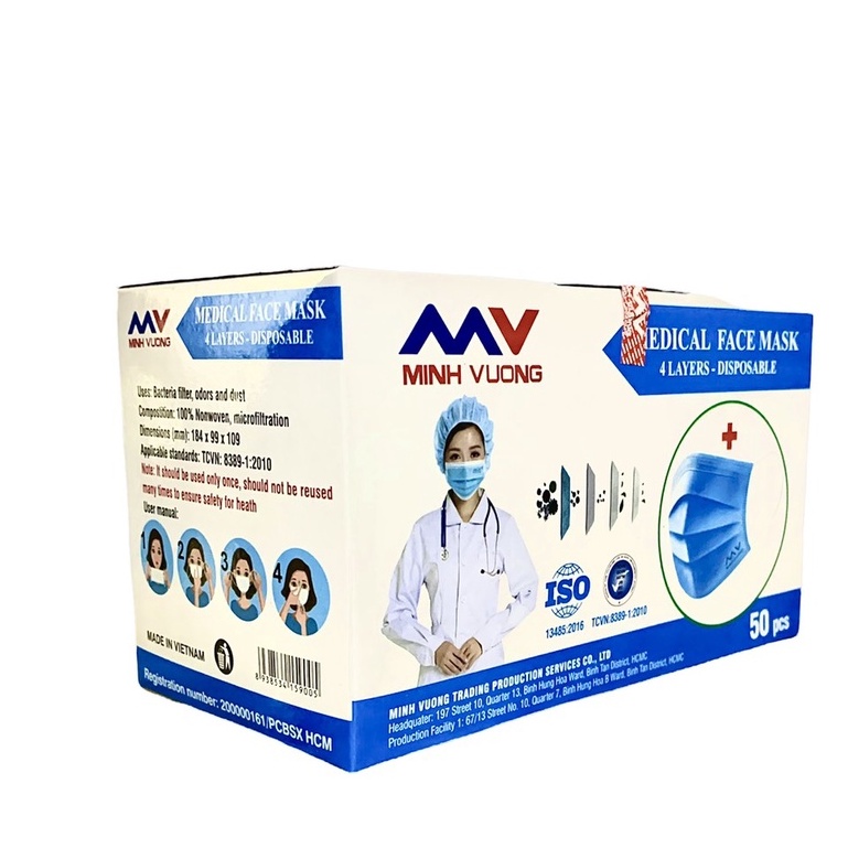 Khẩu trang y tế kháng khuẩn 4 lớp -  MINH VƯỢNG - hàng chính hãng - chống bụi và vi khuẩn