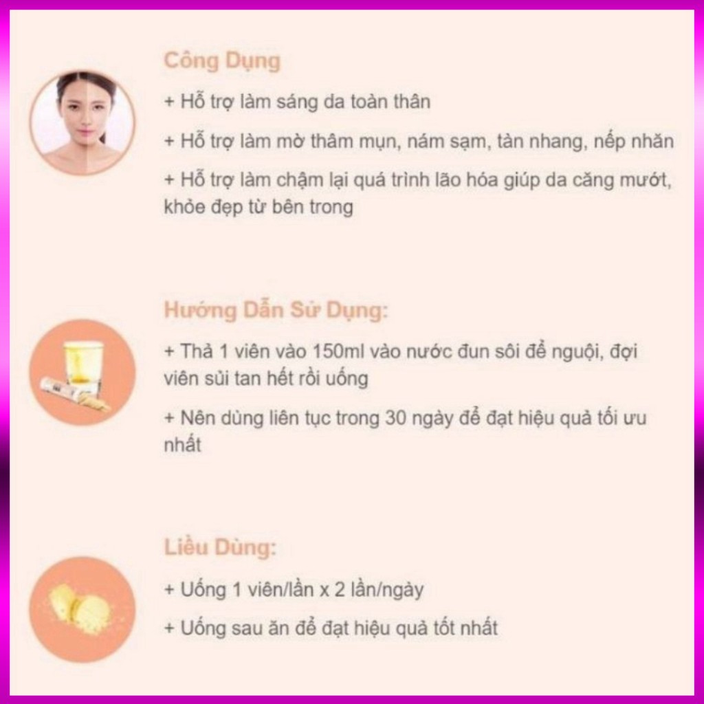 Viên Uống Trắng Da Glutathione Dạng Sủi Với Collagen, Vitamin C Hỗ Trợ Làm Đẹp Da, Giảm Mờ Nám. Hiệu Quả Sau 30 Ngày | BigBuy360 - bigbuy360.vn