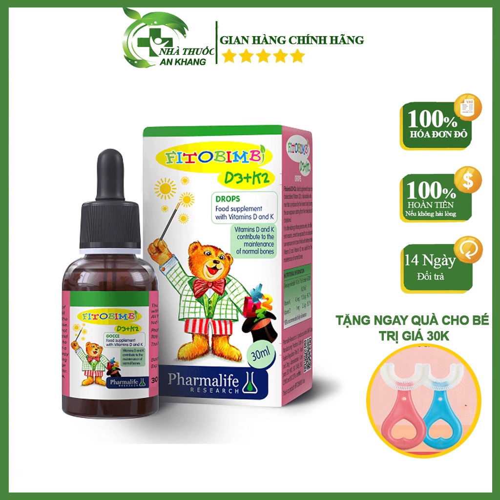 Fitobimbi D3+K2 - Giúp xương, răng thêm chắc khỏe – Bớt lo trẻ còi xương (Lọ 30ml)