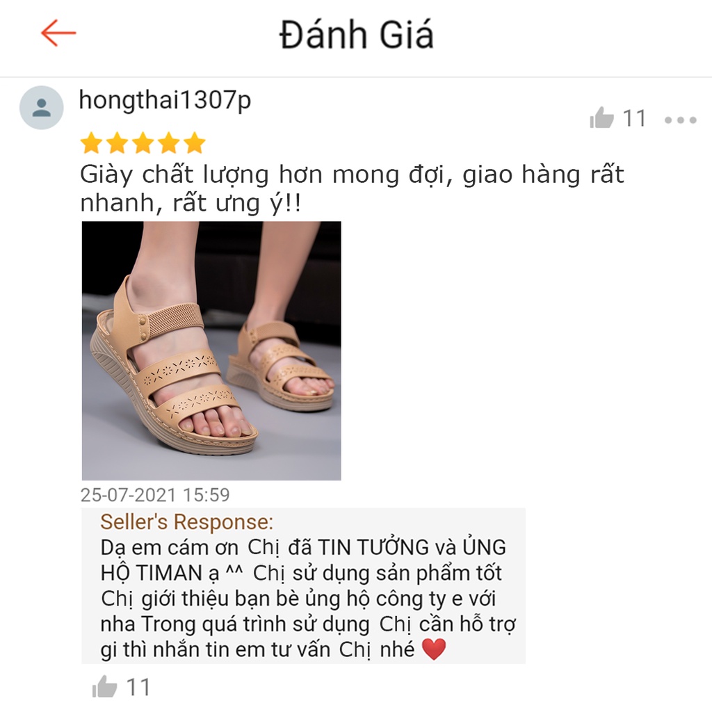 Giày sandal nữ 3 phân đế xuồng đi học cao gót kiểu xỏ ngón đế bệt dáng bánh mì bảo hành 1 năm TS08 TIMAN