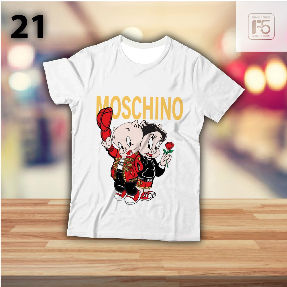 Áo Phông Áo Thun Đẹp Giá Rẻ - Hình in Độc - Đẹp - Moschino - Áo ngắn tay không cổ