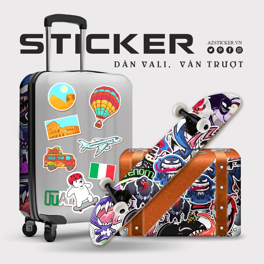 Bộ Miếng Dán Hình VeNom Siêu Ngầu Chống Thấm Nước Dán Cho Nón Bảo Hiểm , Vali , Xe Máy , Điện Thoại , Laptop...