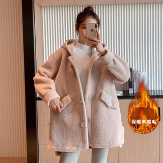 Đầm Có Mũ Trùm Bằng Len Cừu Dày Dặn Ấm Áp Thời Trang Dành Cho Mẹ Bầu