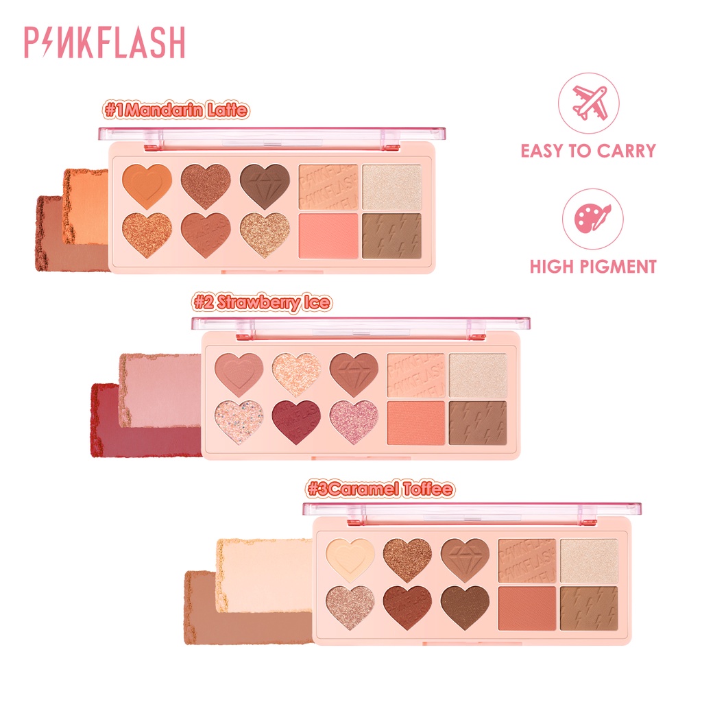 Bảng Phấn Mắt Tích Hợp Phấn Má Hồng / Phấn Tạo Khối / Phấn Bắt Sáng Đa Dạng Pink Flash Oh My Love 100% Màu Sắc Phong Phú