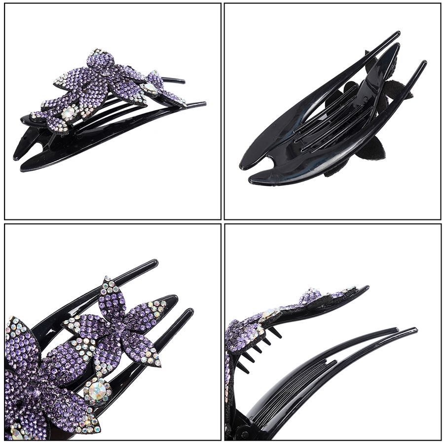 Kẹp tóc càng cua hợp kim trang trí bông hoa đính đá xinh xắn thời trang cho nữ