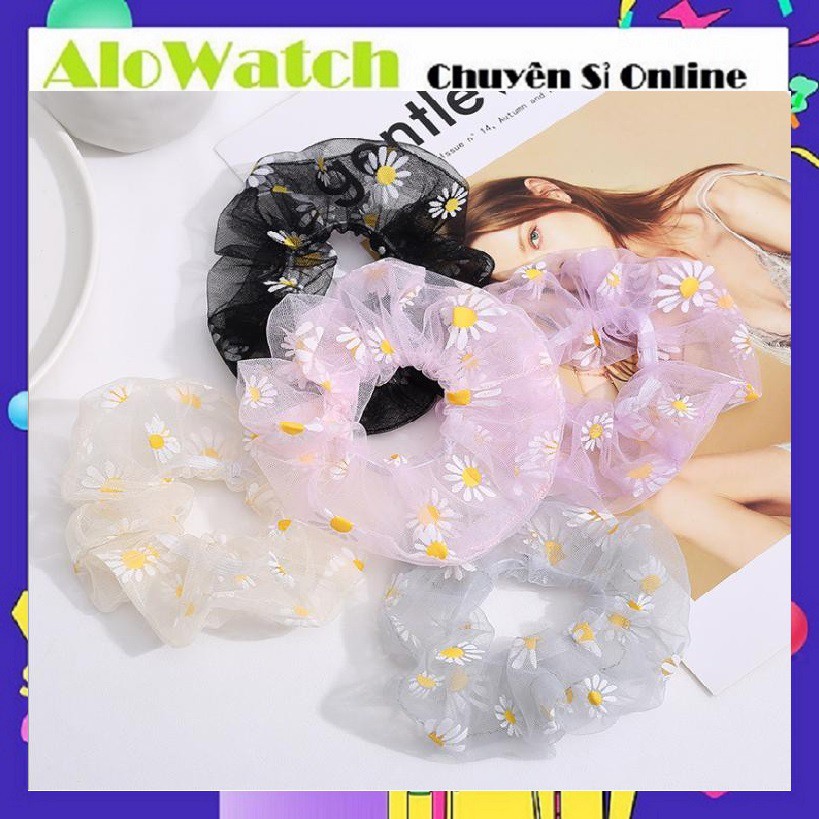 ☀️Buộc Tóc Vải Họa Tiết Hoa Cúc ☀️