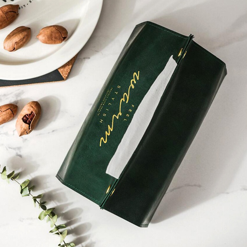 Hộp Đựng Khăn Giấy Bằng Da PU Có Khóa Kim Loại Tiện Dụng Cho Gia Đình