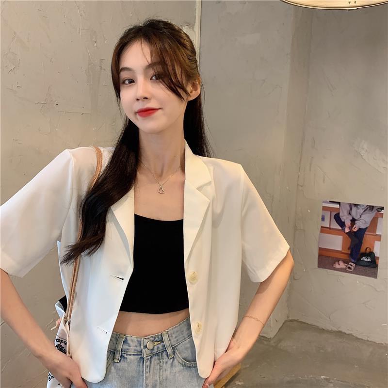 Áo Blazer Ngắn Tay Trơn Kiểu Dáng Croptop, Blazer Croptop Nữ Cộc Tay Dáng Ngắn1 lớp Vest Dáng Ngắn BL01