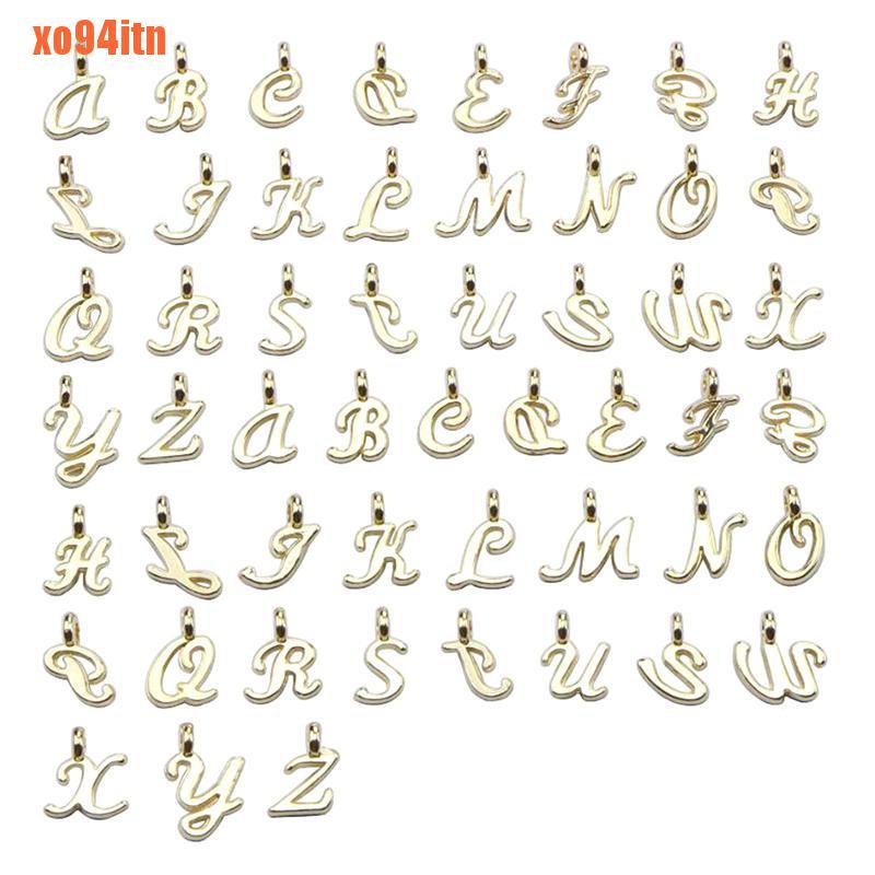 CHARMS Bộ 26 Mặt Dây Chuyền Hình Chữ Cái A-Z Màu Vàng