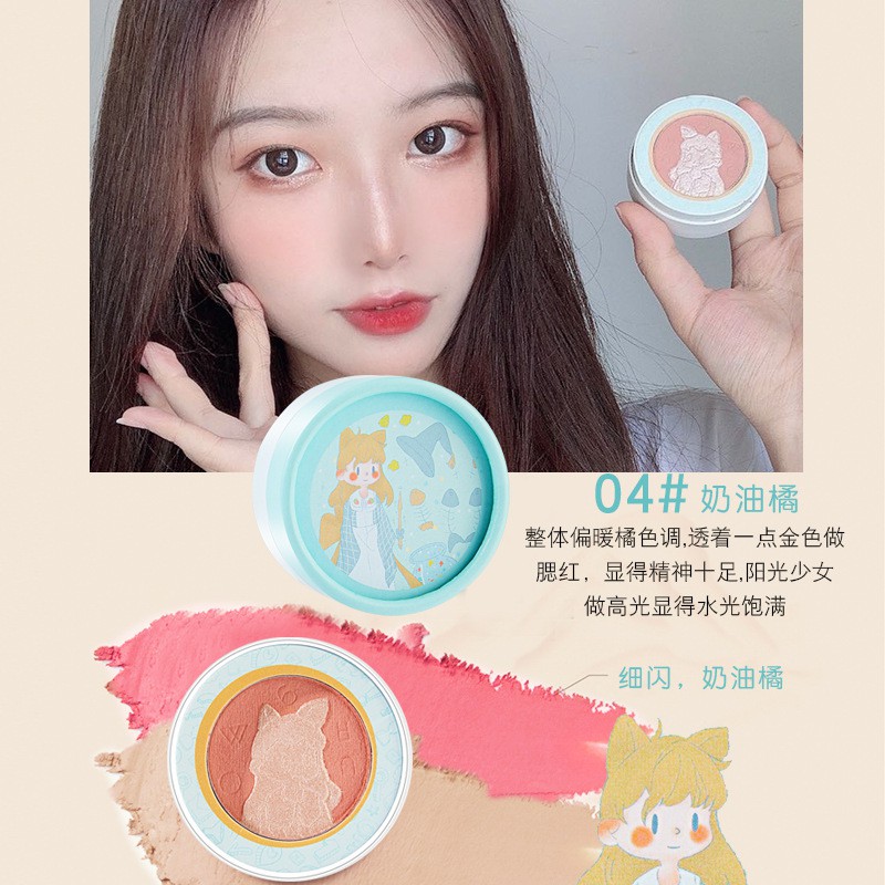 Phấn má hồng VON GEE tông cam kèm cọ trang điểm tiện lợi | BigBuy360 - bigbuy360.vn