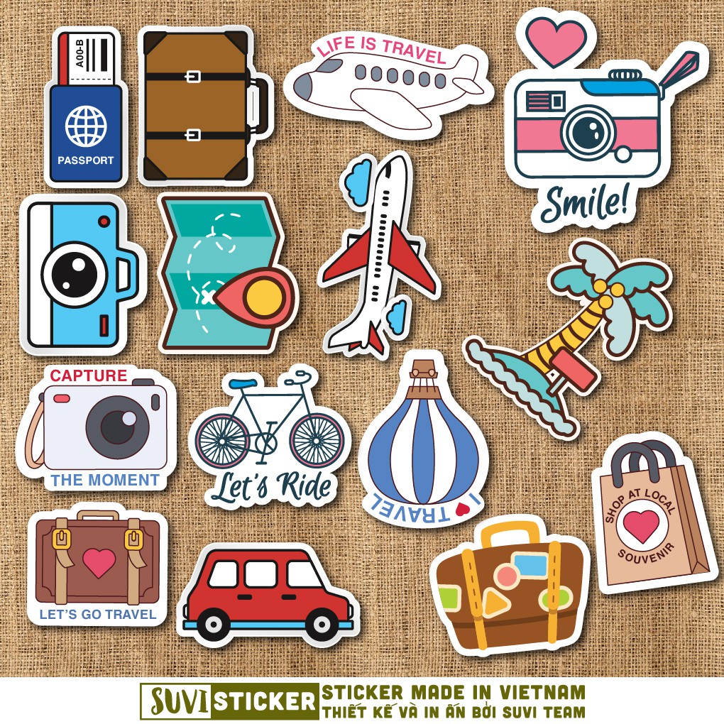 50 Sticker Travel chống nước sticker dán laptop, điện thoại, đàn guitar, mũ bảo hiểm, vali. MSP: SV212