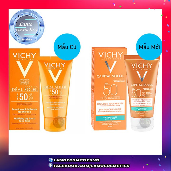 Kem Chống Nắng Không Gây Nhờn Rít Không Màu SPF50 Vichy Capital Soleil 50ml Chính Hãng 100%