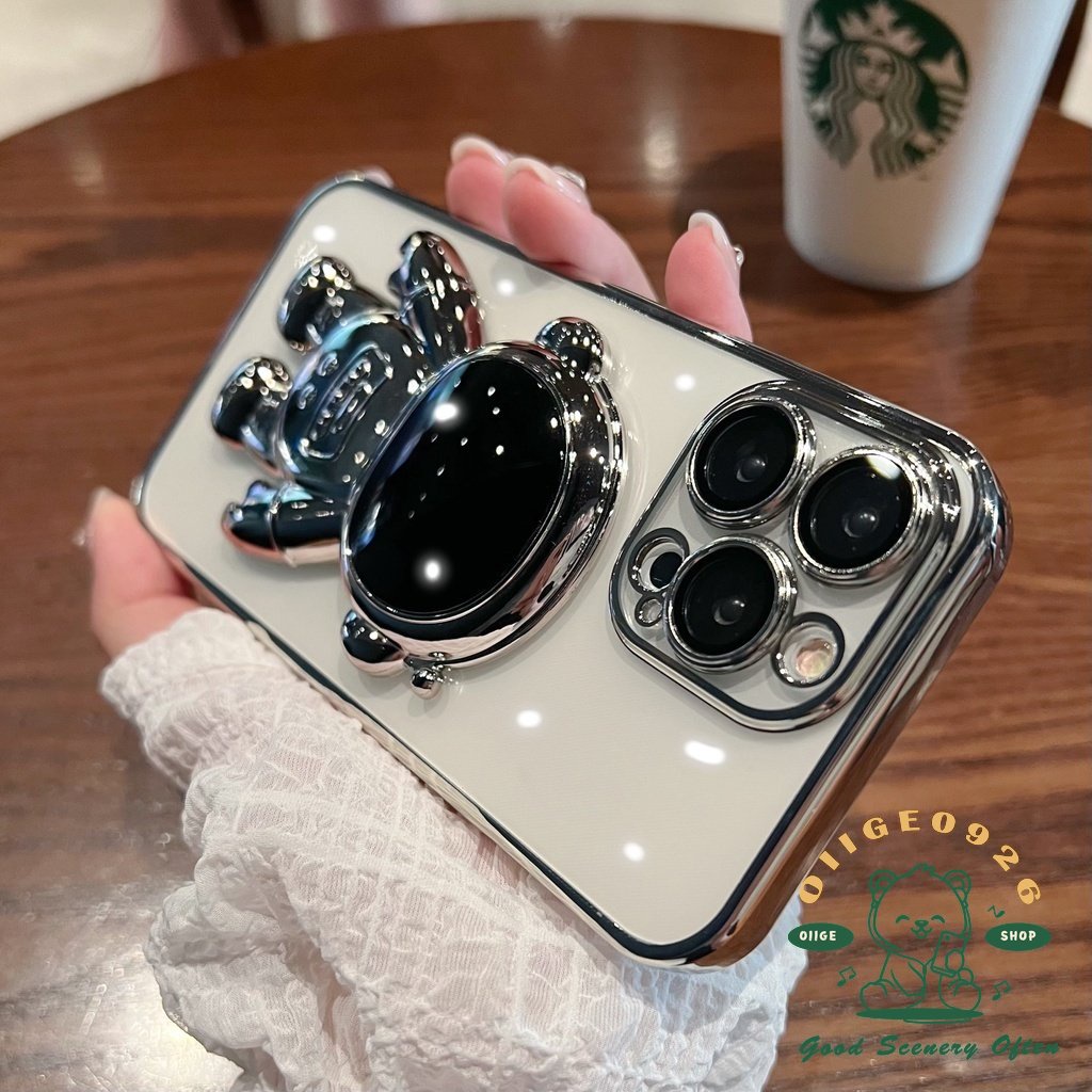 Ốp Điện Thoại TPU Mềm Trong Suốt Có Giá Đỡ Hình Phi Hành Gia Cho Iphone 14 / 13 Proamx