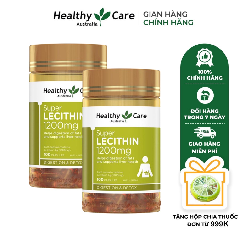 Combo 2 Hộp Mầm Đậu Nành Điều Hòa Nội Tiết Healthy Care Super Lecithin 1200mg 100 Viên