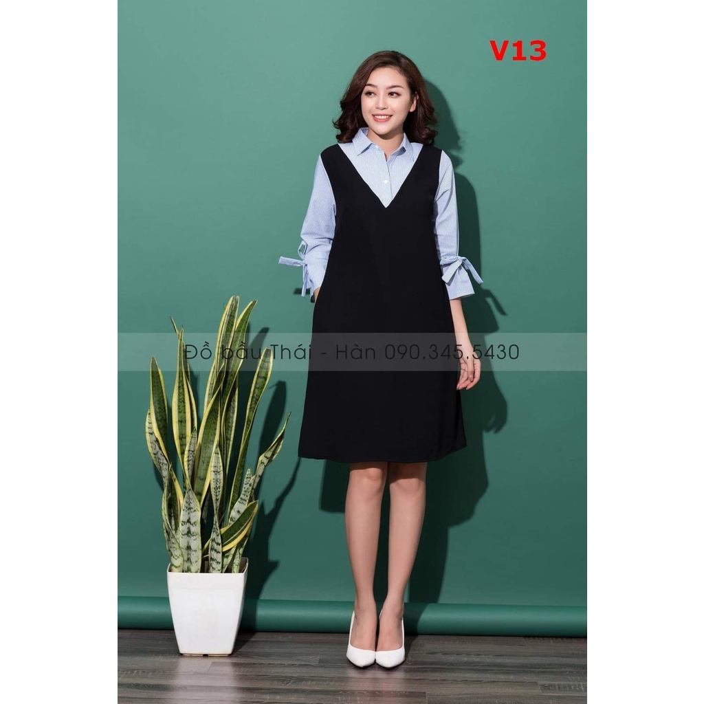 Đầm bầu tay nơ thiết kế - V013