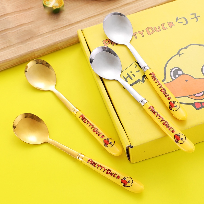 Muỗng Thép Không Gỉ Hình Vịt Vàng Nhỏ