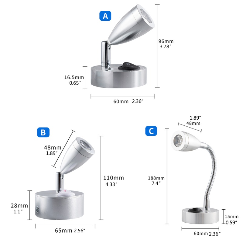 Đèn LED Đọc Sách 12V Có Công Tắc Tiện Lợi