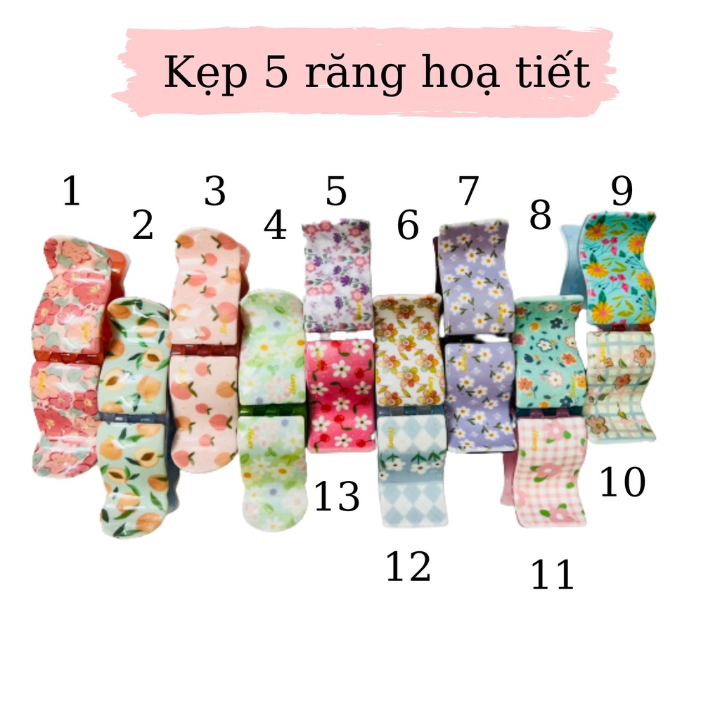 [Hình thật] Kẹp tóc càng cua 5 răng 3D cao cấp honey nhiều họa tiết dễ thương K5R