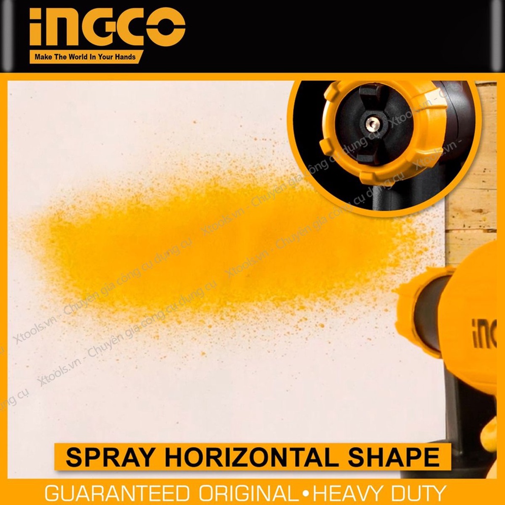 Máy phun sơn INGCO SPG3508 Công suất 450W, Súng phun sơn áp suất 0.1-0.2bar, bình chứa 800ml, kèm 1 cốc đo lường độ nhớt