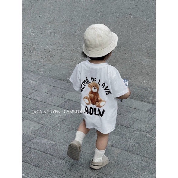 Áo phông ADLV teddy bear cho bé trai , bé gái , áo thun tay lỡ cho bé chất liệu cotton ,TP KIDs MSP 1245
