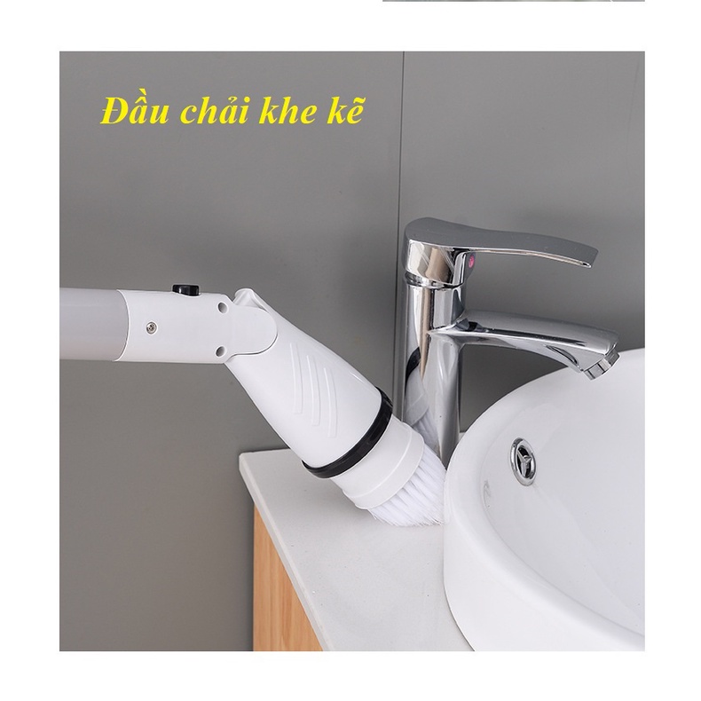 Bàn Chải Làm Sạch Vệ Sinh Nhà Tắm Không Dây-Chổi Cọ Nhà Vệ Sinh Bồn Cầu Toilet tự dộng Kèm Với 4 Đầu Thay Thế -(Có sẵn)
